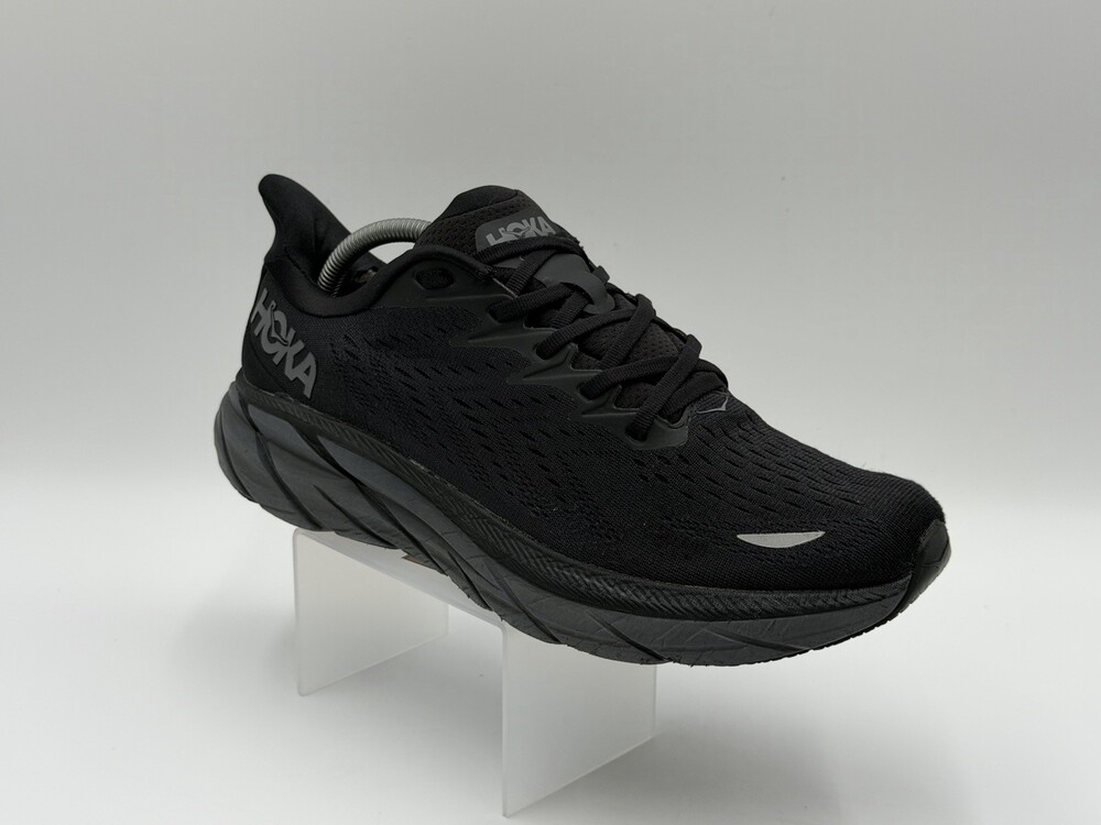 Hoka One One Clifton 8 Shoes Mens Size 10D Black Running Sneakers 1119393 BBLC